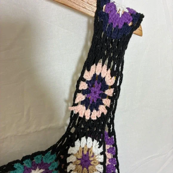 Rebellion Crochet Granny Square Crop Top Boho Festival Hippie Indie - Picture 5 of 6